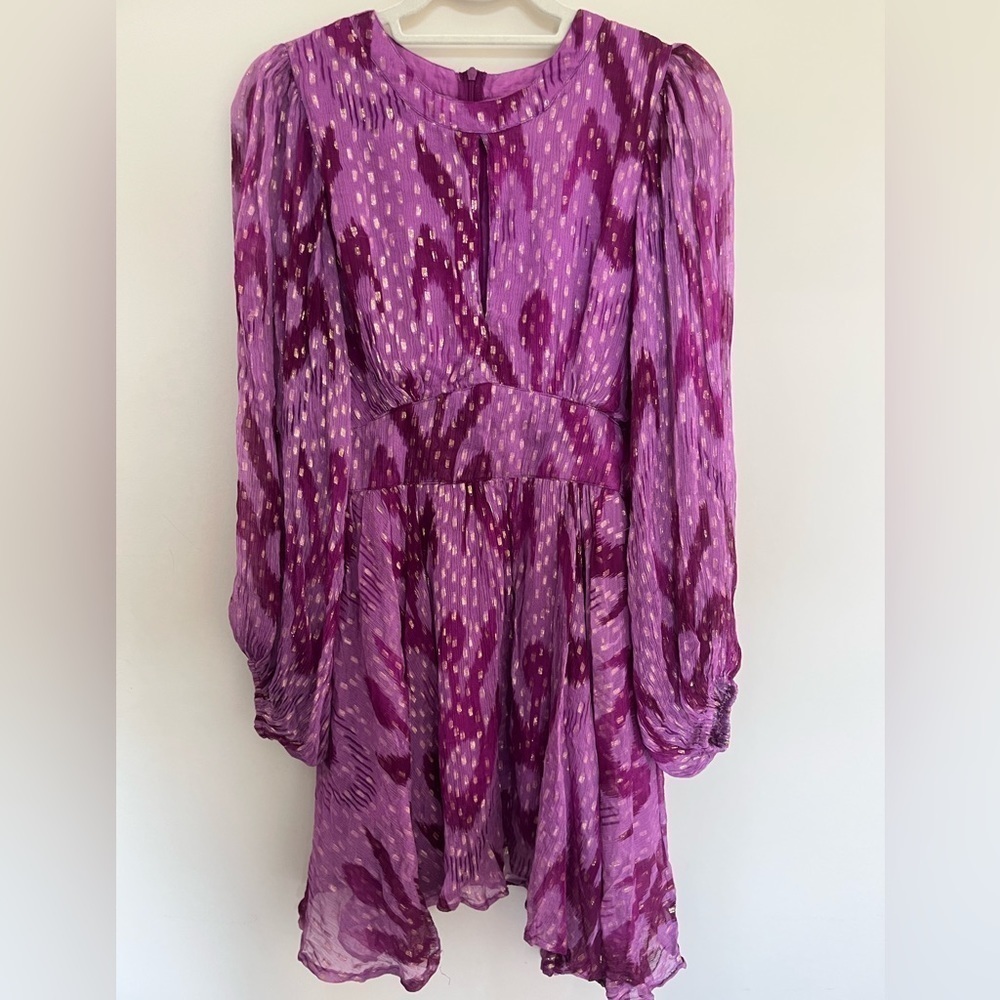 Oliphant Balloon Waisted Mini Chitka Lilac Dress Size XS